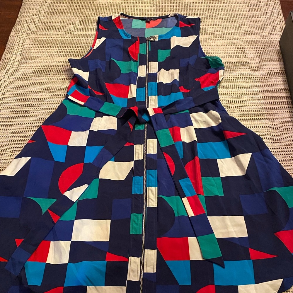 Tommy Hilfiger geometric print Dress with pockets, blue size 14